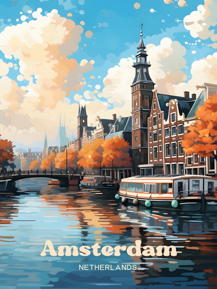 Amsterdam Netherlands Summer Travel Art