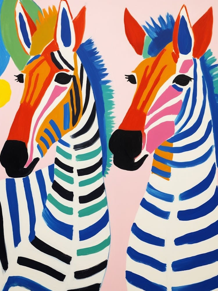 Colourful Kids Animal Art Zebra 1