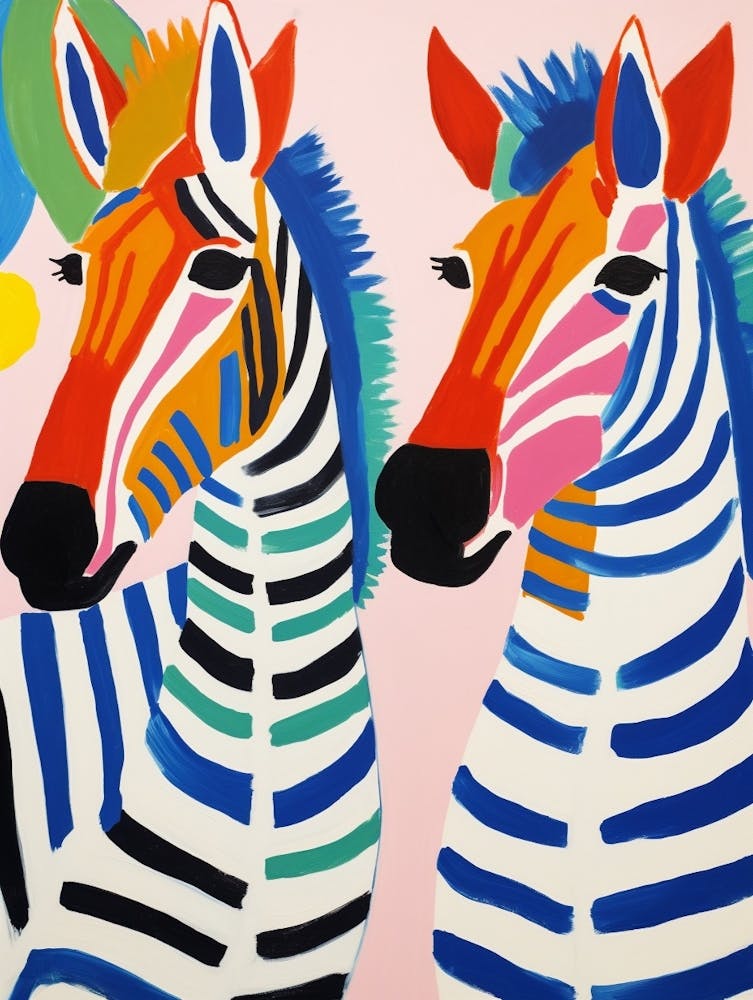 Colourful Kids Animal Art Zebra 1