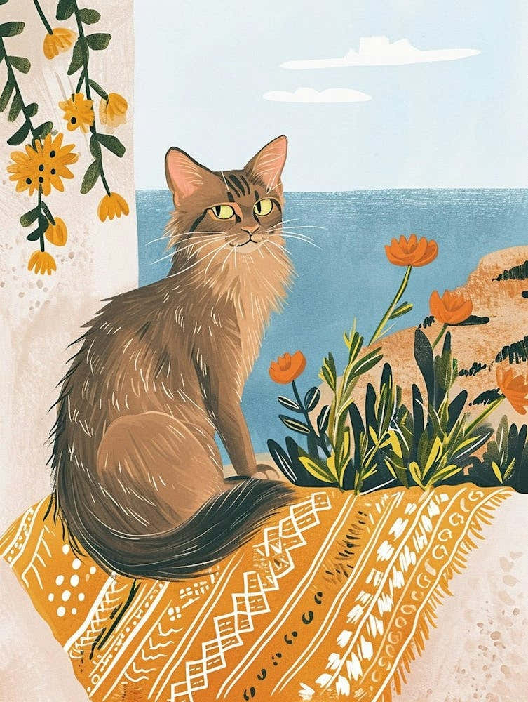 Somali Cat Storybook Illustration 4