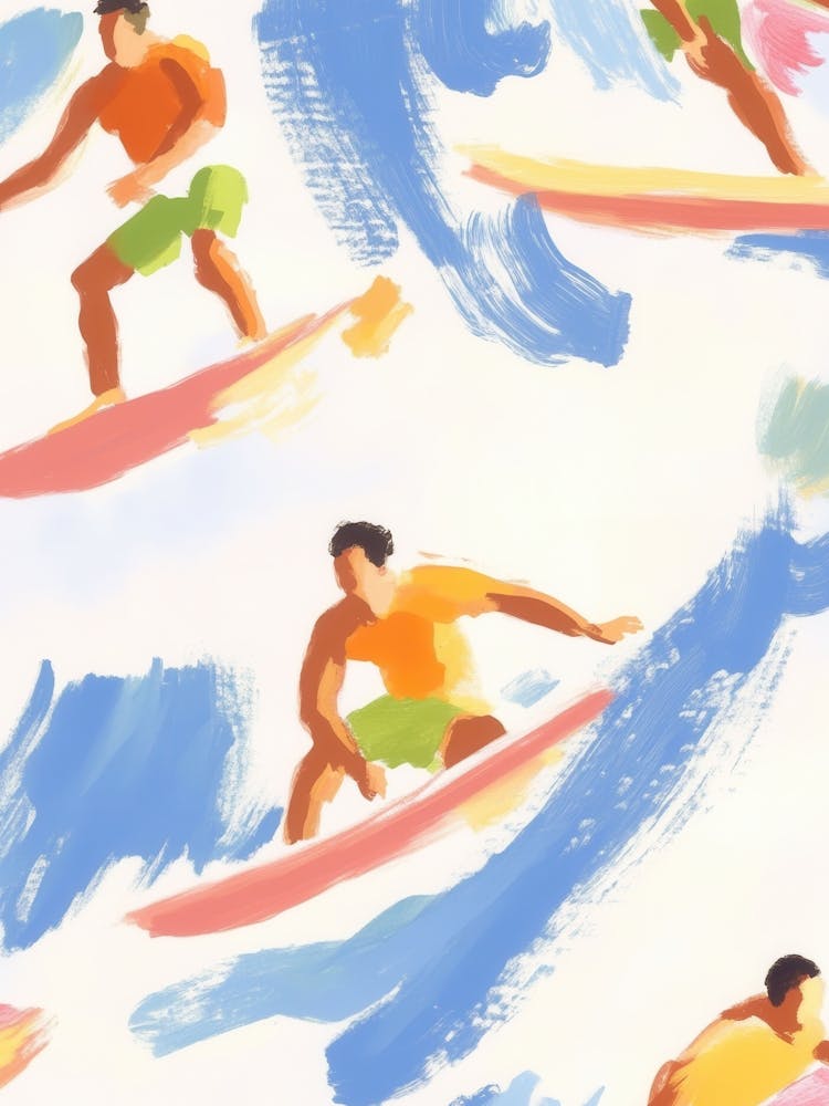 Vintage Surfers Painting