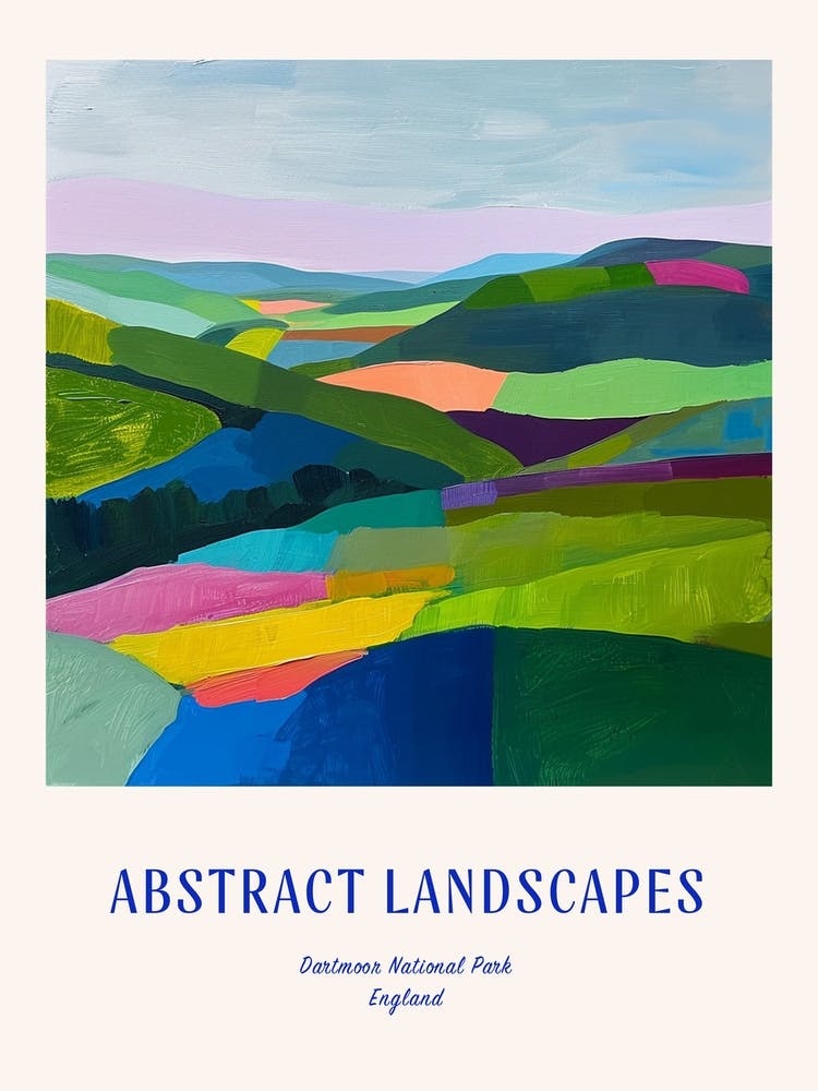 Colourful Abstract Dartmoor National Park England 3 Poster Blue
