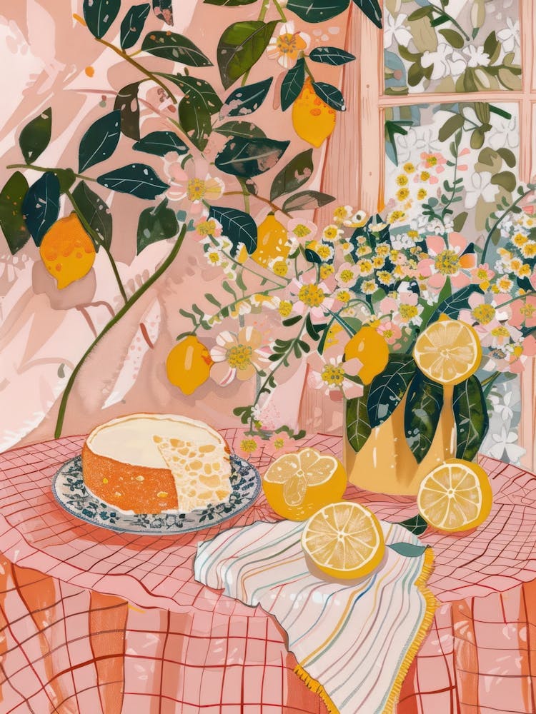 Pink Breakfast Food Lemon Cake 2