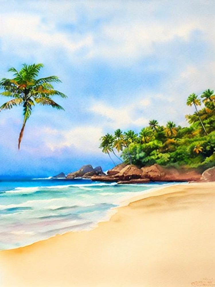 Palolem Beach, Goa, India Watercolour