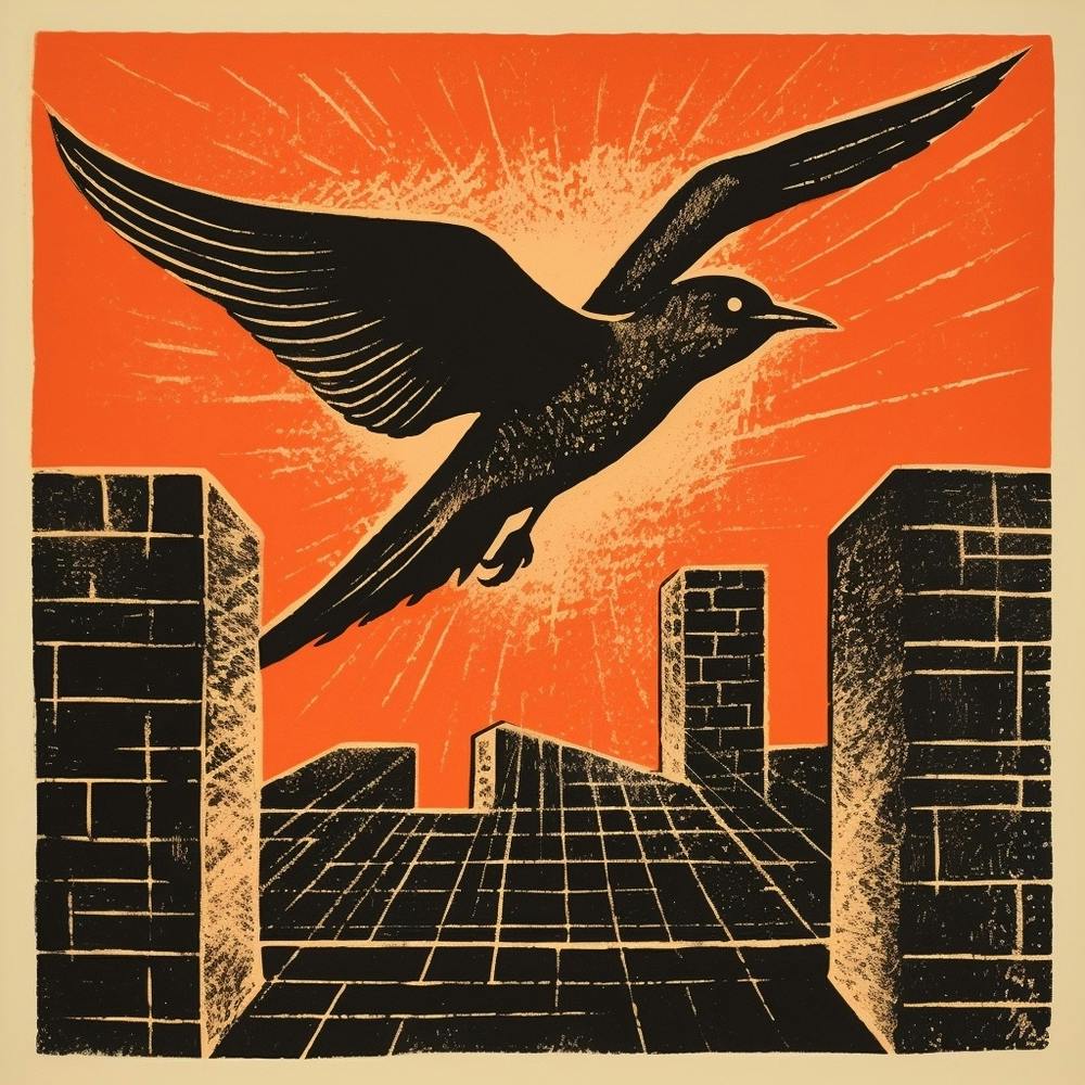 Retro Bird Lithograph Chimney Swift 3