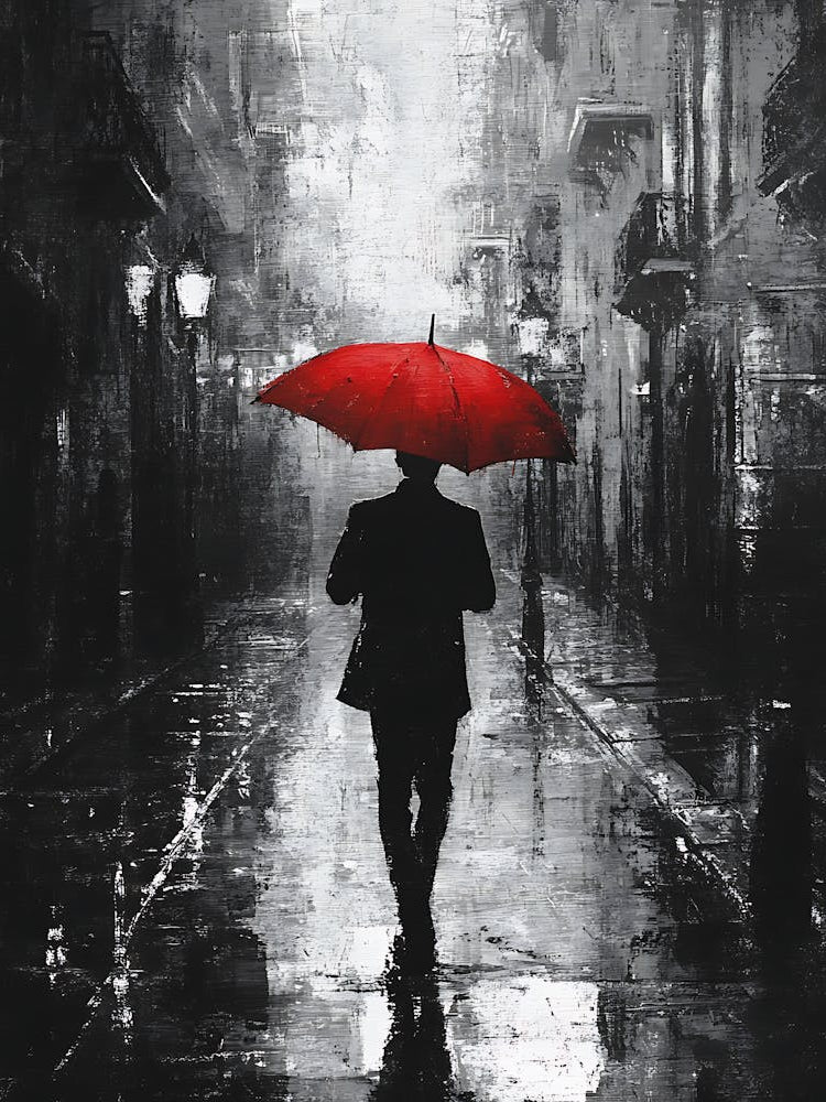 Man In The Rain Canvas Print 1