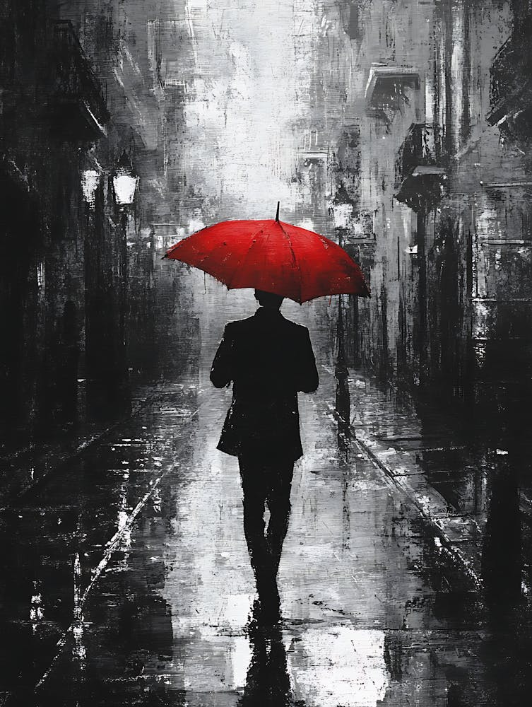 Man In The Rain Canvas Print 1