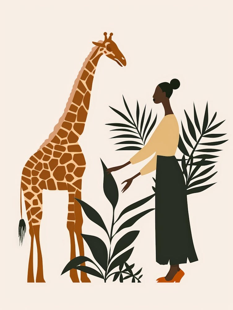 Giraffe And Woman 2