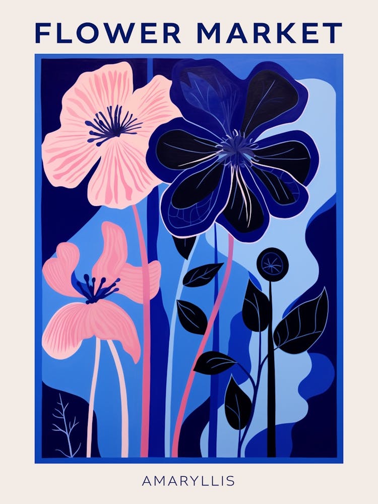 Blue Flower Market Poster Amaryllis 1