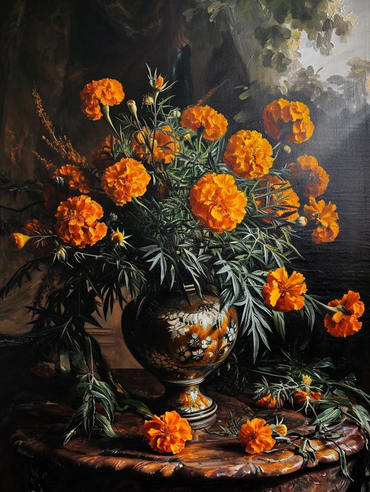 Baroque Floral Still Life Marigold 4