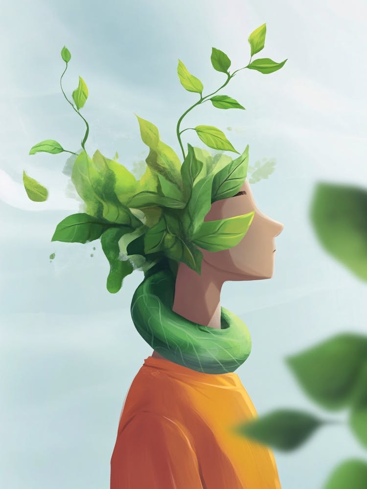 Man With Leaves On His Head 3