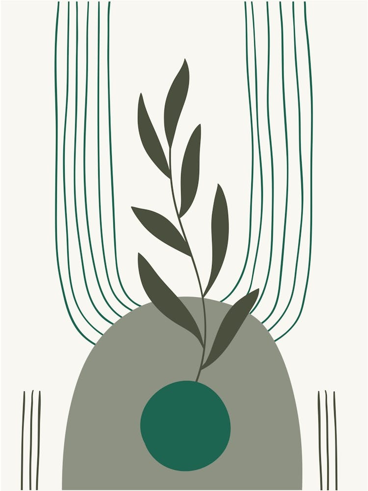 Boho Wall Sage Green Abastract Flat Scandi Design B