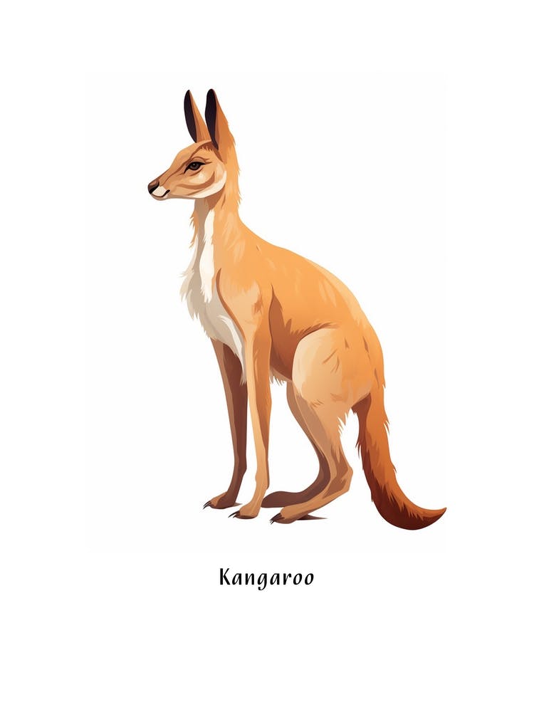 Kangaroo 2 Kids Animal Poster