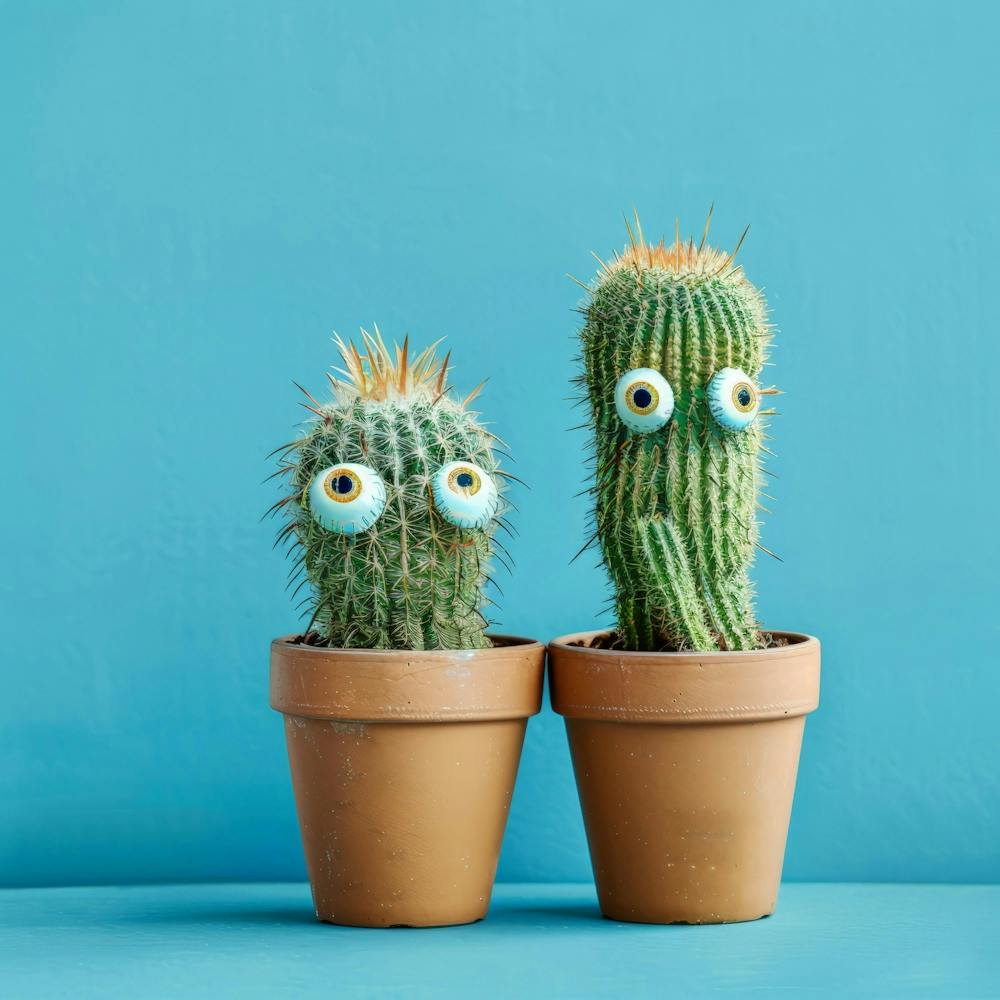Two Cactus With Eyes