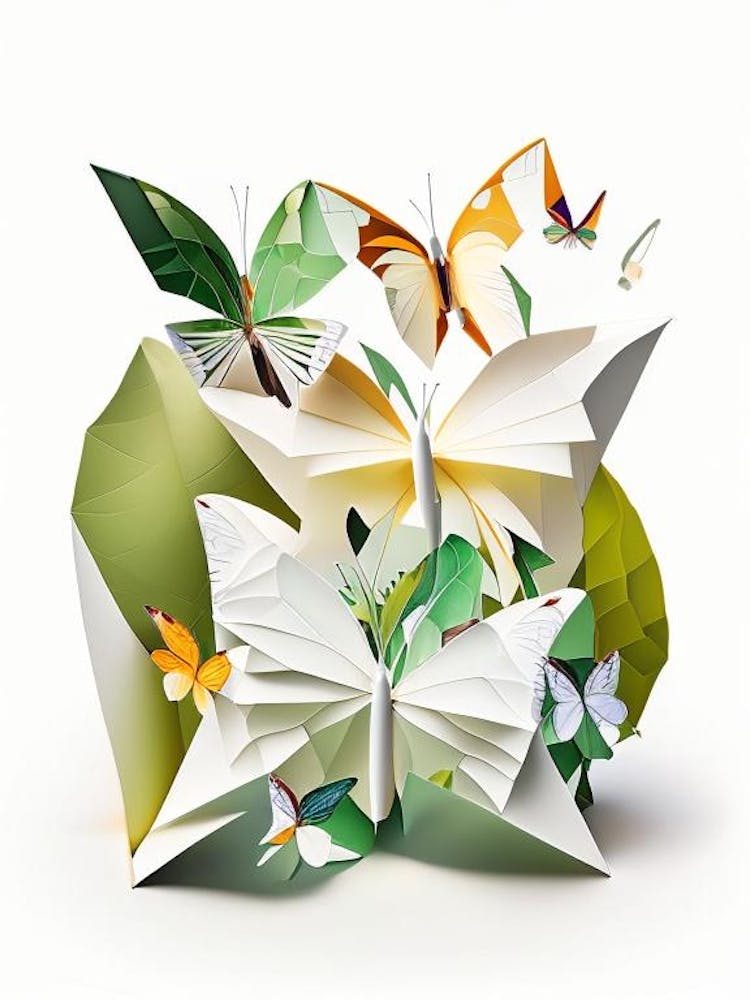 Butterflies In Botanical Gardens Origami Style 1