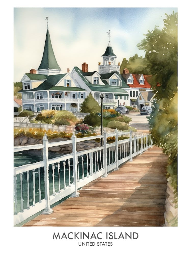 Mackinac Island 4 Watercolour Travel Poster