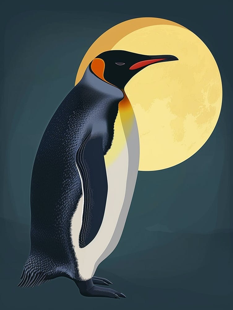 King Penguin Half Moon Island Minimalist Illustration 3