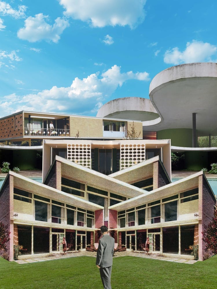 The Mid Century Architect Blue & Beige