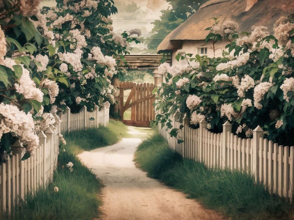 Rustic Cottage Garden - Floral Fence