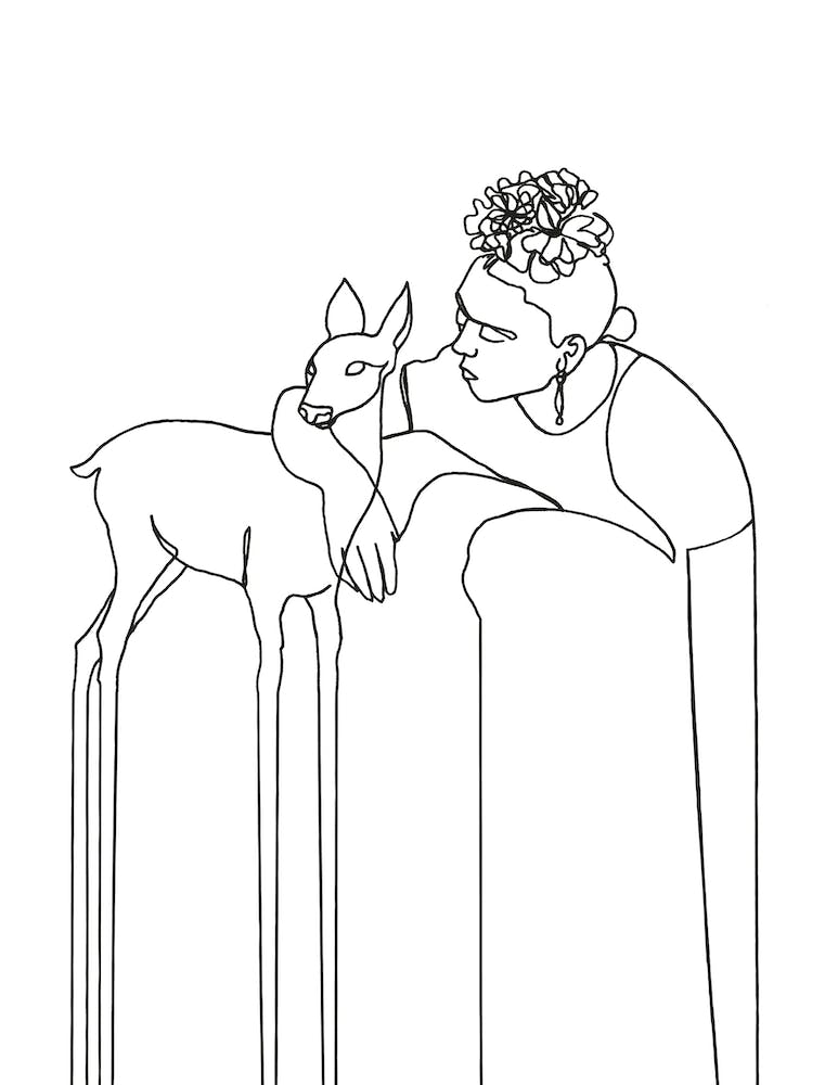 Surreal Frida And Deer