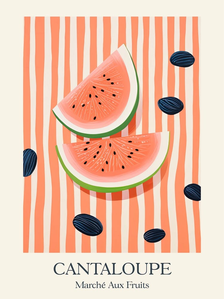 Marche Aux Fruits Cantaloupe Fruit Summer Illustration 4