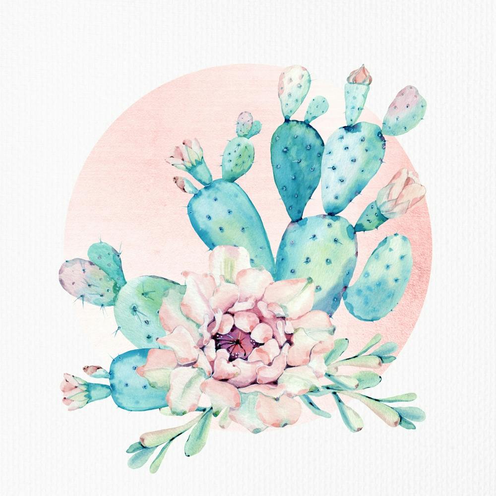 Cactus Sunset - Boho Watercolor Summer