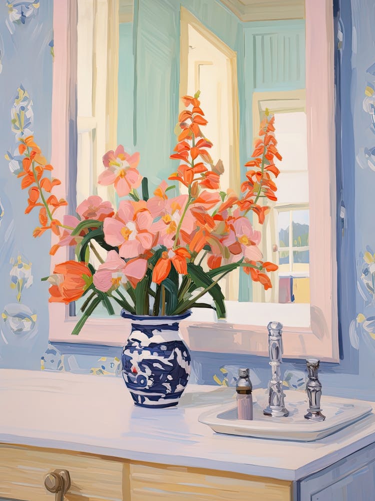 Bathroom Vanity Painting With A Snapdragon Bouquet 4