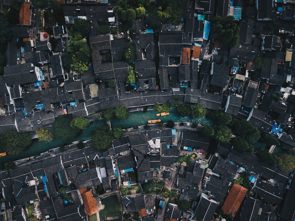 Aerial View Of A water City