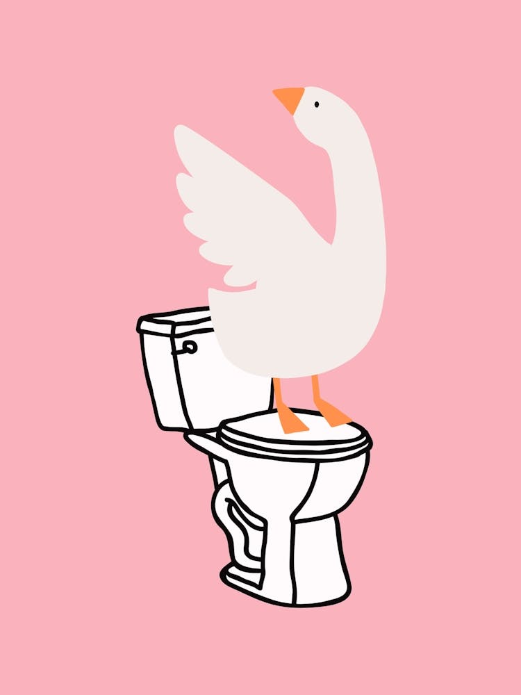 Silly Goose on Toilet Pink