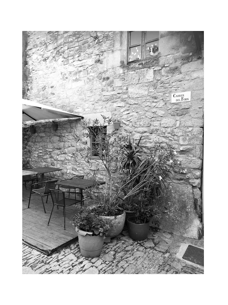 Spanish Cafe Black And White Photograph
