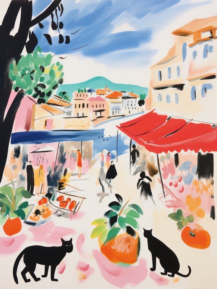 Le Marché Alimentaire À Saint Tropez 1 Illustration