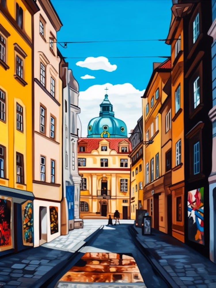 Painting Of Vienna In The Style Of Post Modernism