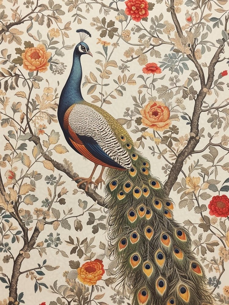 Vintage Peacock In A Tree Wallpaper 1