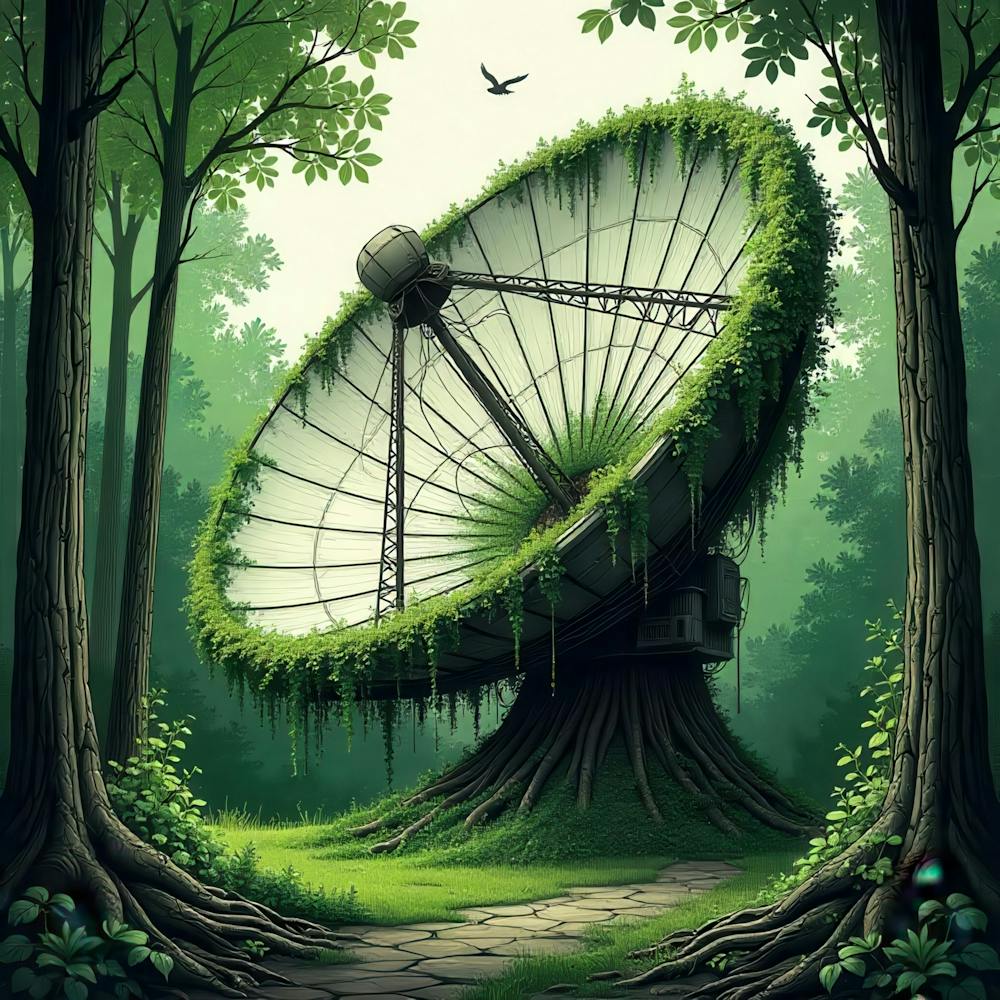 Satellite Dish In The Forest
