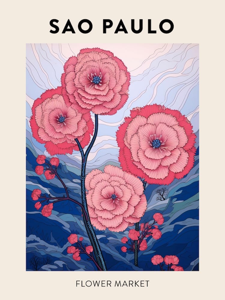 Sao Paulo Brazil Botanical Flower Market Poster