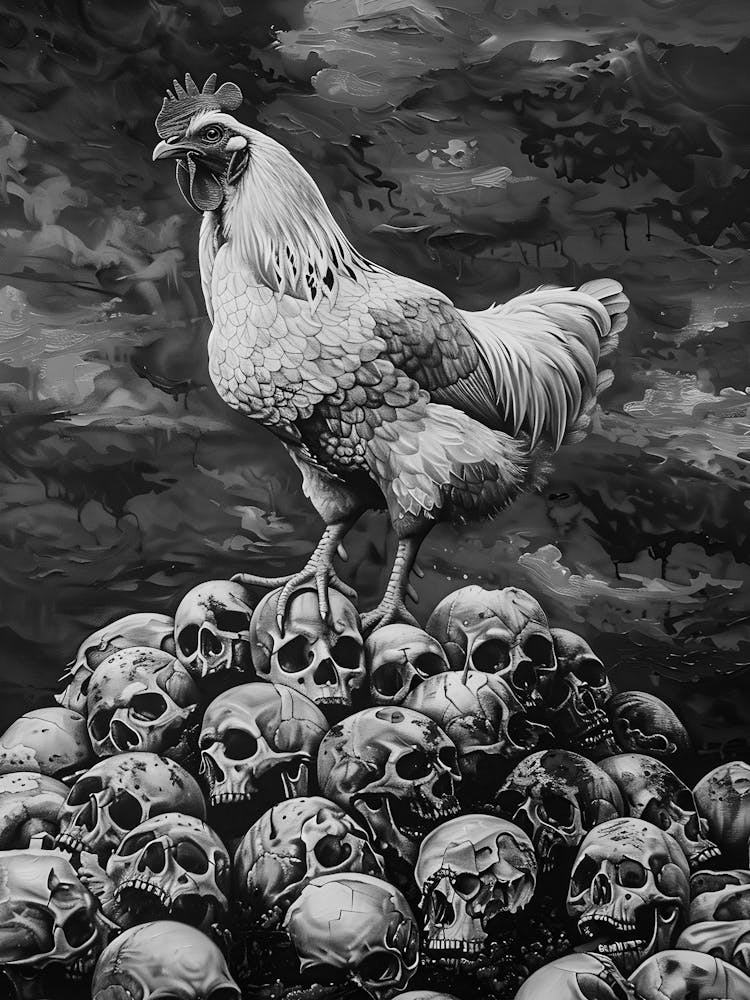 Coq sur des Crânes