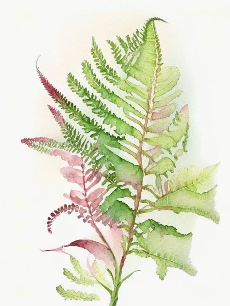 Sensitive Fern Wildflower Watercolour 2