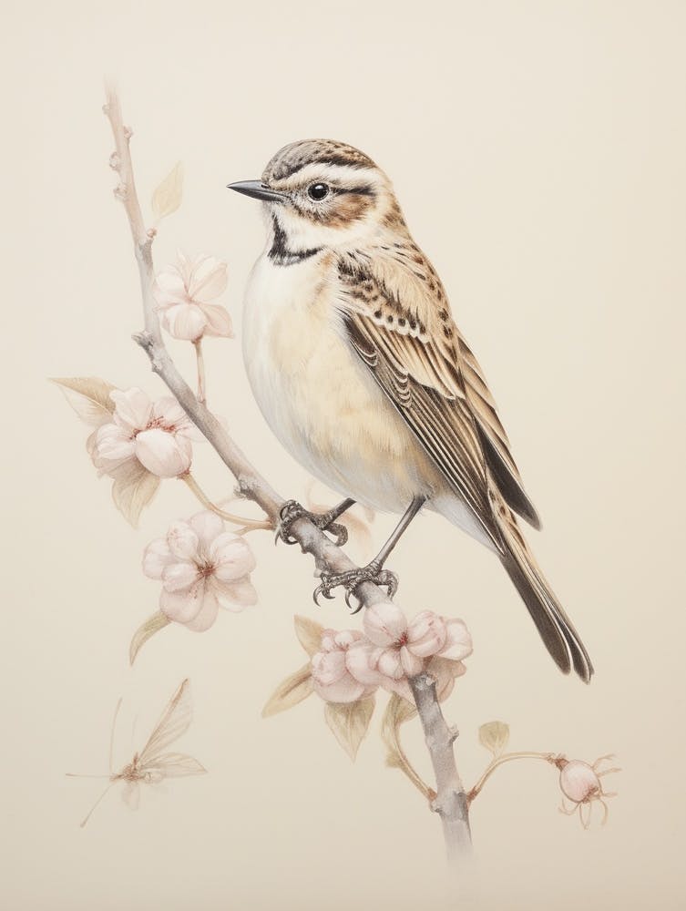 Vintage Bird Drawing Lark 1