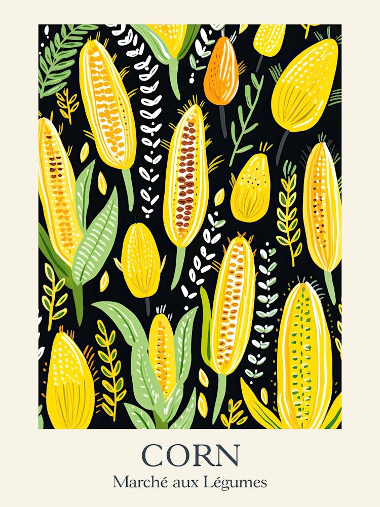 Marche Aux Legumes Corn Summer Illustration 1