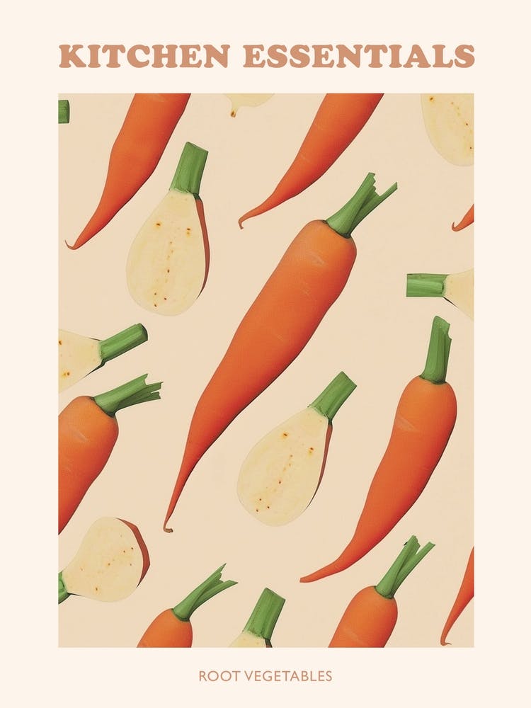 Root Vegetables Pattern Poster 3 Art Print by Colourful Harvest – Fy!