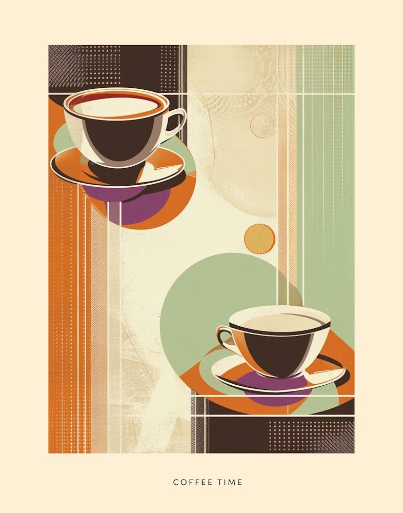 Coffee Time Art Deco Poster
