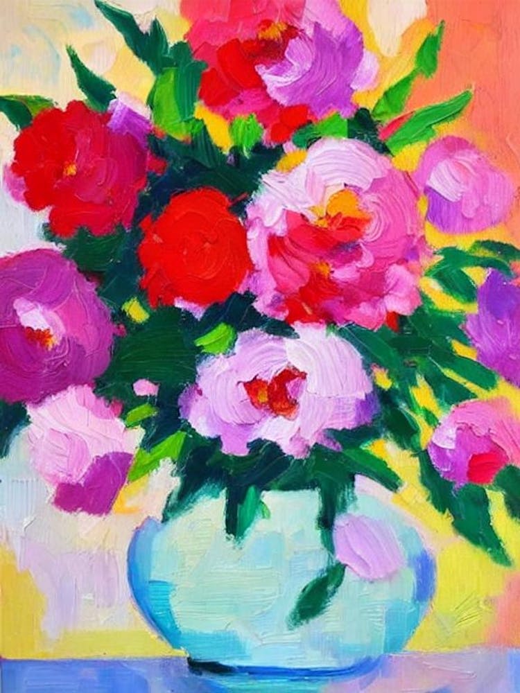 Peony Floral Abstract Block Colour 1 Flower