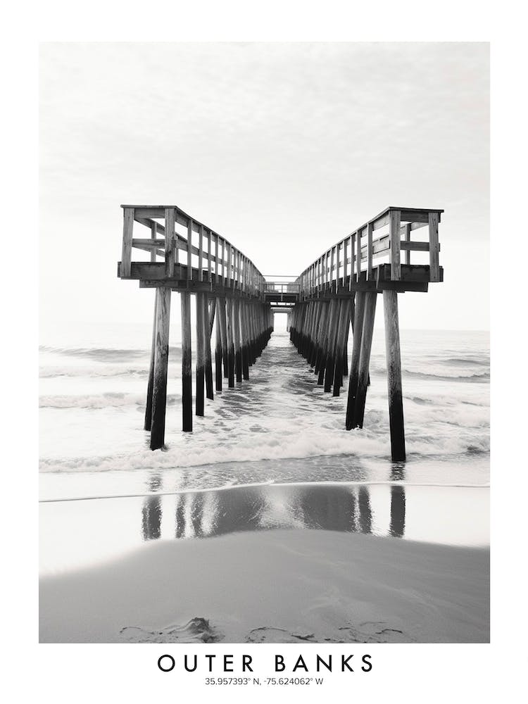 Poster Of Outer Banks, Black And White Analogue Photograph 4