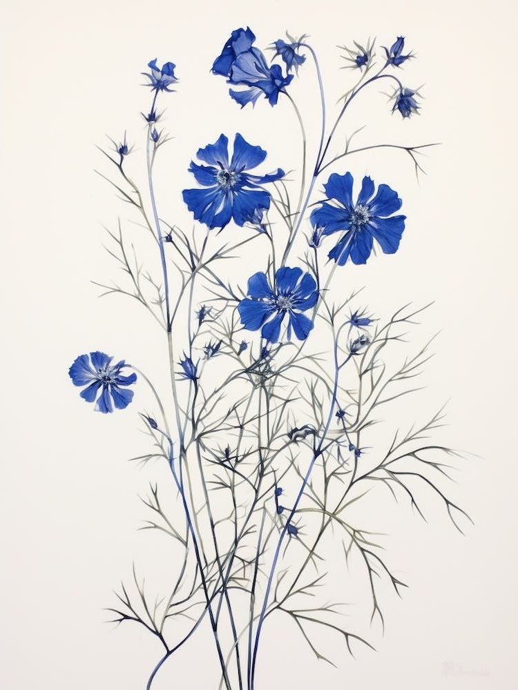 Blue Botanical Love In A Mist Nigella 1