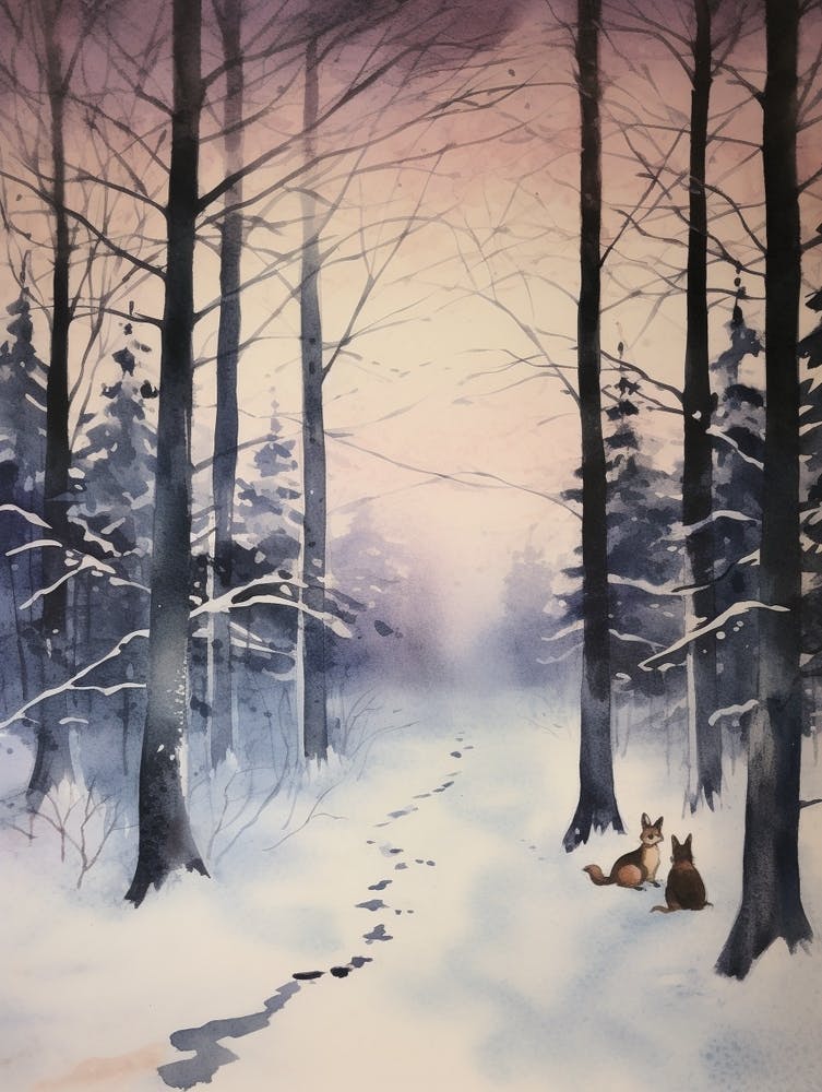 Winter Watercolour Mouse 1