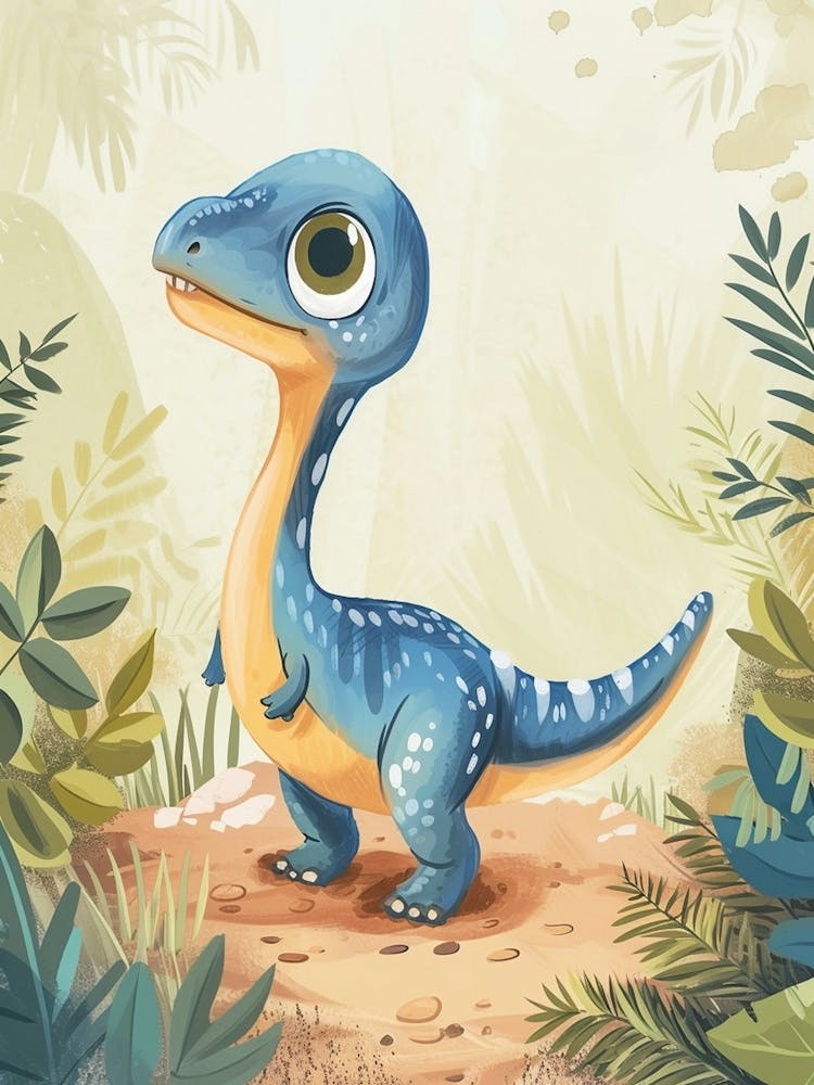 Cute Cartoon Dinosaur Watercolour 1