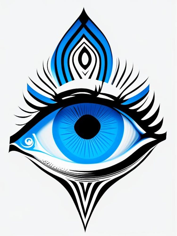Digital Art, Symbol, Third Eye Blue & White 2