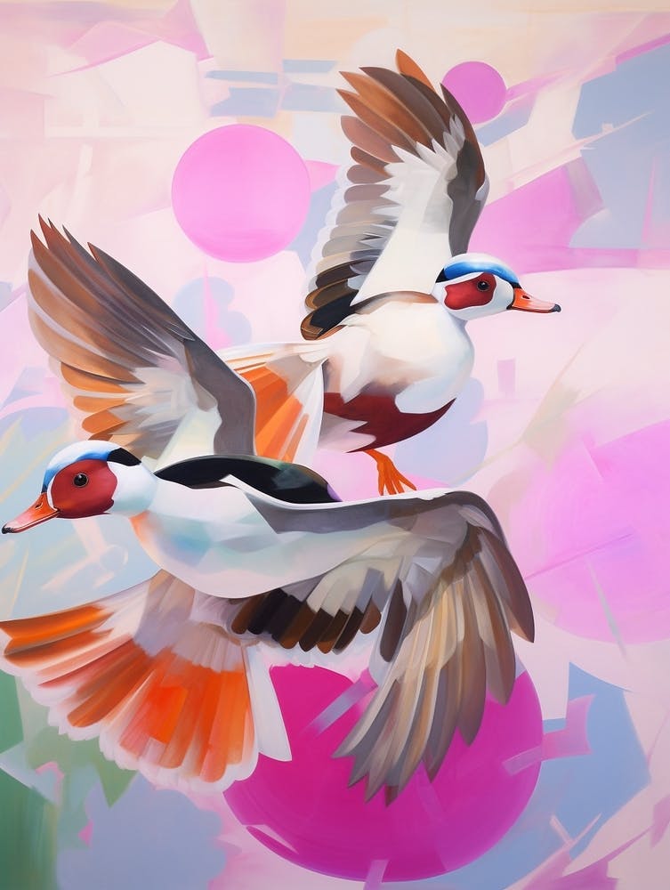 Pink Ethereal Bird Painting Bufflehead 1
