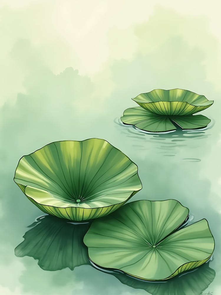 Feuilles de Sauge à l'Aquarelle Style Minimal