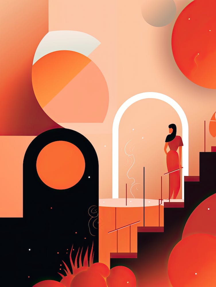 Woman Standing On Stairs